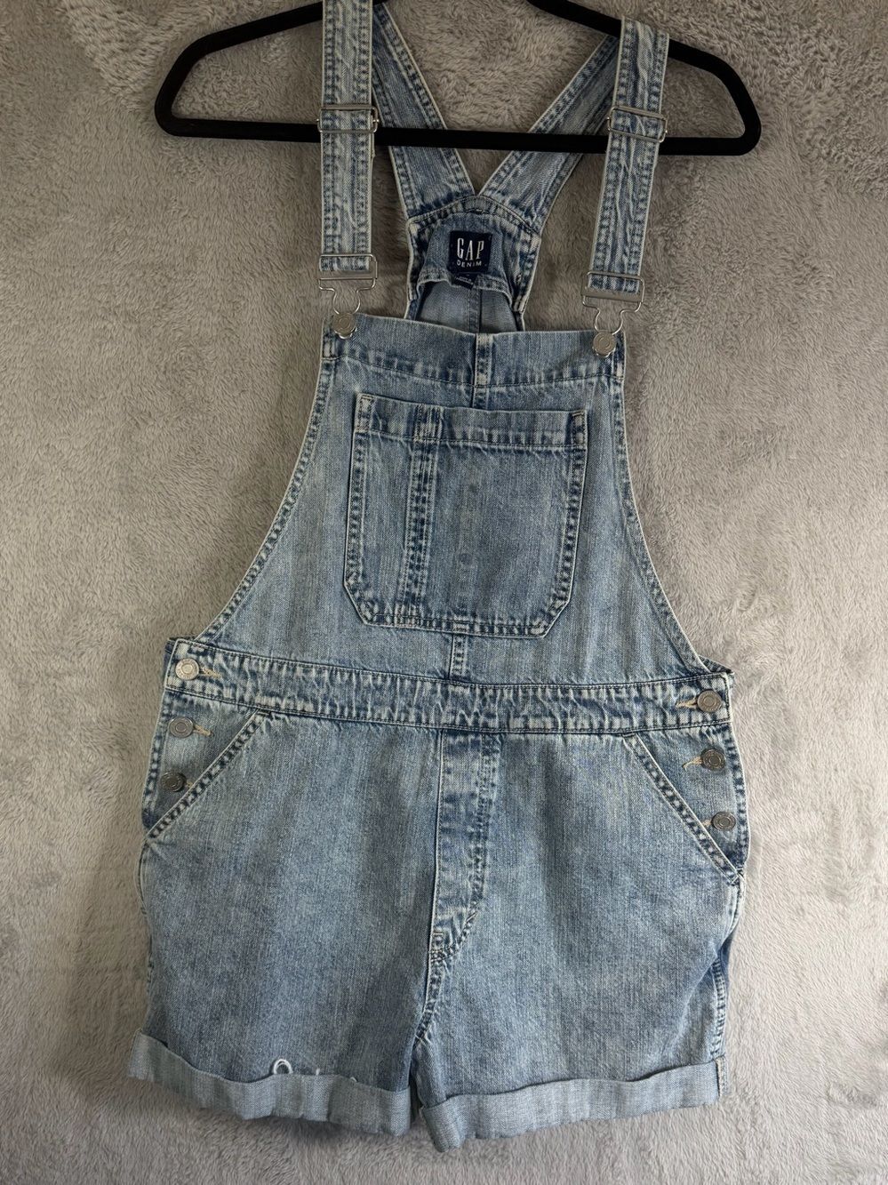 GAP Light Wash Denim Short Overalls